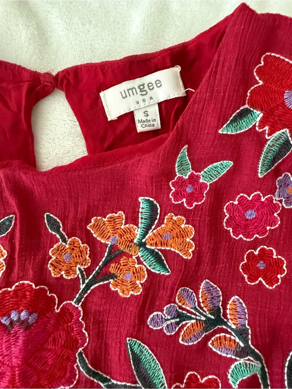 Umgee Dress Womens Small Embroidered Bodice Flutter Sleeves Boho E06 - Picture 3 of 9